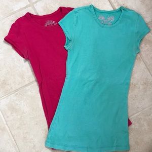 YOU GET 2- jade and fuchsia crew neck T-shirts